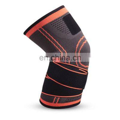 Amazon Wholesale Retail Elastic Knitted Compression Knee Pads Knee Support With Pressured Belt