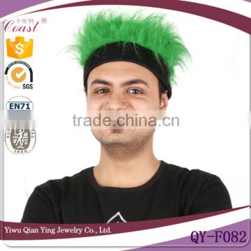 cheap wholesale promotion green headband synthetic cheap fan wigs