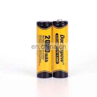 High power icr 18650 3.7v 2000mah Rechargeable lithium 18650 li ion rechargeable battery