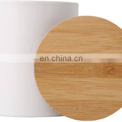 Mini Small Custom Airtight White Kitchen Ceramic Caddy Canister Tea Herbs Container Storage Bottles Jars With Bamboo Lid