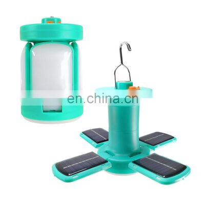 New 2021 Portable Foldable Outdoor Solar Power Rechargable Lithium Battery Recharchable led Solar Camping Light Lantern