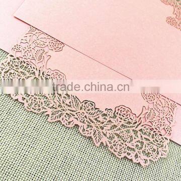 Customized Rose Laser Cut Wedding Invitation Card