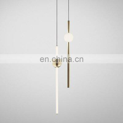 Metal and Glass Hanging Lamp Nordic Creative Vertical Line Chandelier Simple Restaurant Modern Pendant Light
