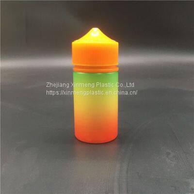 Colorful Gradient 100ml V3 E-liquid bottle childproof flat cap squeeze plastic pet e-juice vape oil dropper bottle