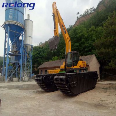 Sand Dredging Excavator with Amphibious Pontoon for Swamp Marsh and Water