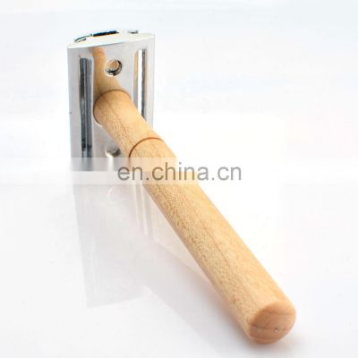 mens high quality  durable reusable  eo-friendly double edge natural maple wood handle shaving safety razor