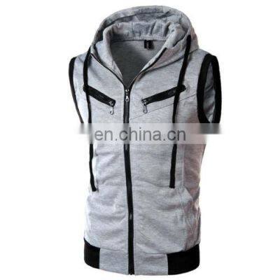 2022 OEM Custom Print Cotton Casual Men Pocket Sleeveless Hoodie photo-4