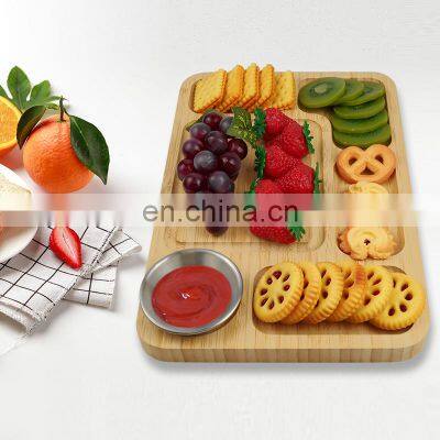 Natural Bamboo Cheese Board Charcuterie Platter WIth Bowls photo-4