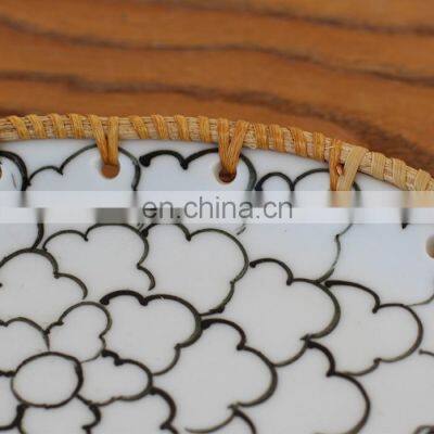 Best Price Wholesale 2023 Rattan Ceramic Tray, Hig Quality Serving Trays Natural Tray Basket for Breakfast Wholesale photo-3