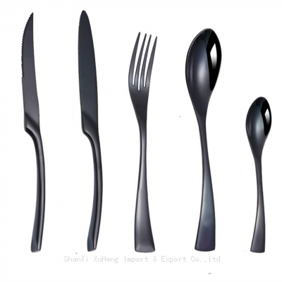 Restaurant Stainless Steel Cutlery 304 Black Plated Polishing Flatware Set