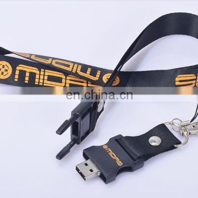 High quality Hot promotional printed lanyard neck strap USB flash drive