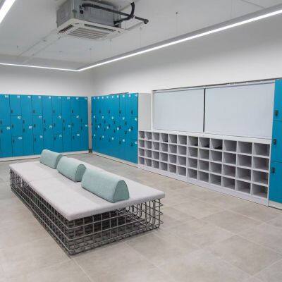 Simple Swimming Pool Changing Room HPL Locker 2 Doors Locker with Seat