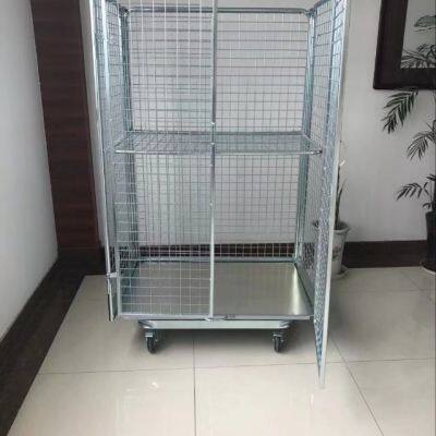 Warehouse Robust Folding 4-Doors 500kg Wire Mesh Rollcontainer