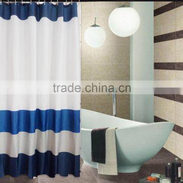 blue and black lines printed polyester shower curtain