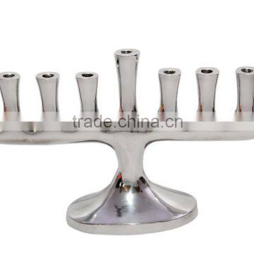 Jerusalem slick modern menorah candlestick holder with mirror shiny finish