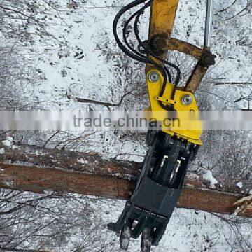 Hydraulic rotating log/stone grapple for excavator