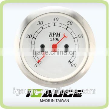 Classic Gauges 85mm white face convex glass lens Electrical Tachometer gauge