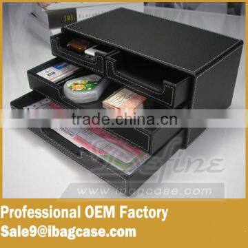 PU Leather Office Multi-functional Stationery Box desk organizer