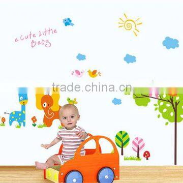 Lovely Animals Tree in the Sun Wall Decal Home Sticker Paper Removable Living Room Bedroom Art Picture DIY Mural Decoration