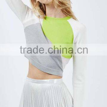 2016 Women Colour Block Cropped Knit HSS3030 photo-2