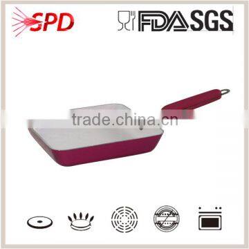 aluminum pressed 2.5mm ceramic grill pan with s/s handle with Silicone coating