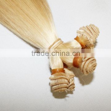 Hand tied weft hair human remy hair blonde human hair weave