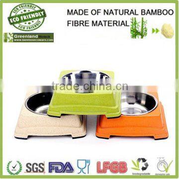 2015 stylish safety natural bamboo fiber pet bowl,bamboo fiber pet dog feeder pot