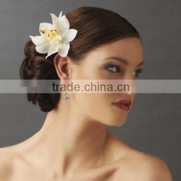 Realistic Looking Bridal Orchid Flower Hair Clip Wedding Hair Accessories