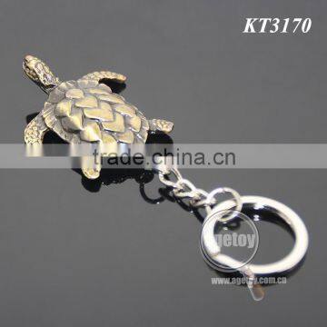 Three-dimensional Tortoise Shaped Zinc Alloy Plated Bronze Metal Sea Green Turtle Keychain photo-5