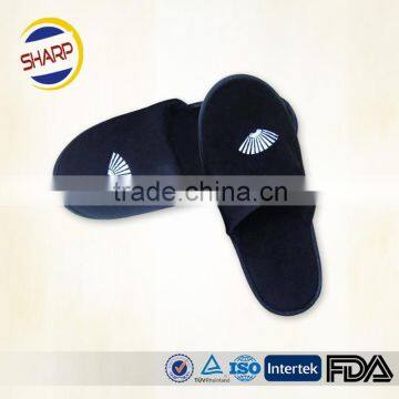 Luxury black thick foam cheap hotel disposable slippers with dot sole