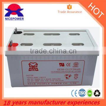 Wind Solar Usage Sealed Maintenance Free Type Off-gird Solar Gel Battery 12v200ah