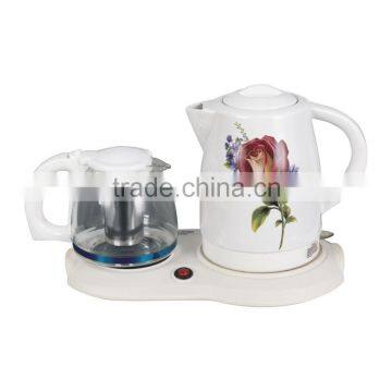 the Middle East new design glass keep warm double electric ceramic kettle