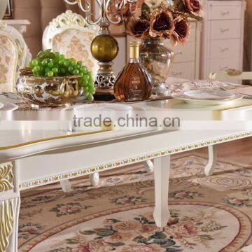 Luxury European Solid Wood Banquet Table Hotel Table and Chairs With Gold Painted photo-4