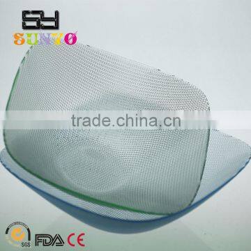 Square raised grain round Clear Glass Plate with non-slip ring