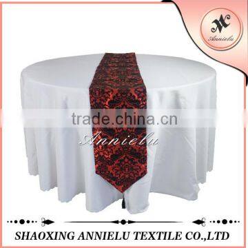 Wholesale various color flocking damask taffeta table runner