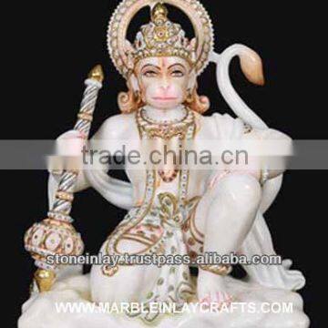 Hanuman Ji White Marble Murti