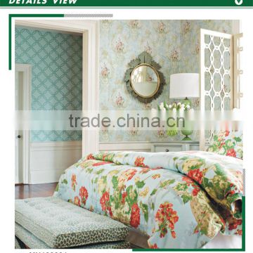 hottest non woven wallpaper, tiffany blue romantic damask wall decor for wedding house , fancy wall sticker pattern