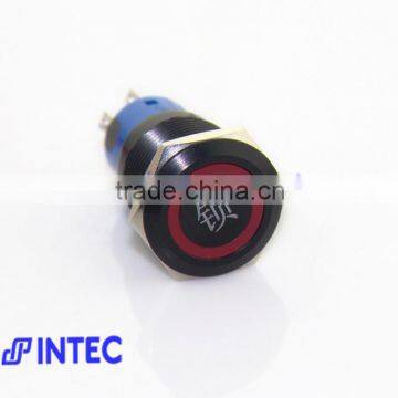 19mm metal switch, black metal switch, LED and latch switch, with the character of LOCK switch