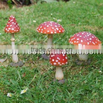 Four Resin Mushroom Toadstool Garden Ornaments Set