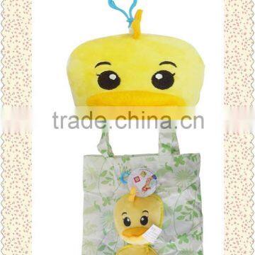 plush shopping bag/animal shape with shopping bag inside plush bag/cotton shopping bag/shopping bag with toys