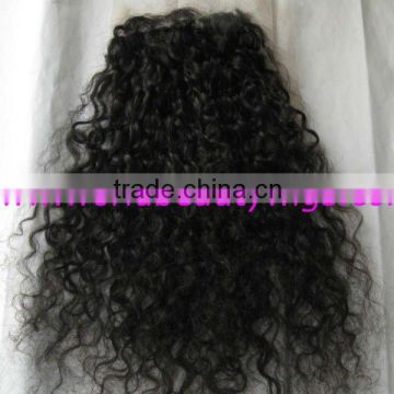 100% human remy hair kinky curl human hair lace closure/top closure