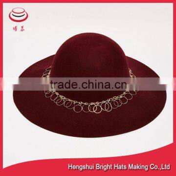 European Style Wool Felt Floppy Hats With The Decoration Of Rings