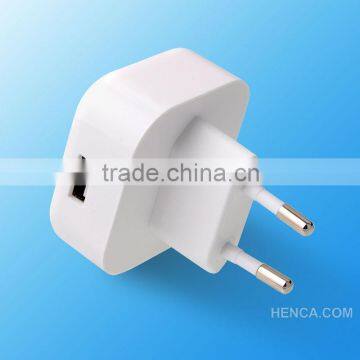 white color 1 port usb wall chargers with EU plug