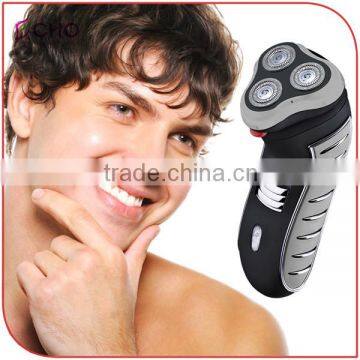 Electric Rechargeable Black Rotary Men's Shaver with Triple head