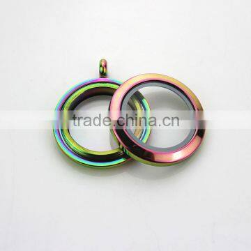 Beautiful 316L Stainless Steel Screw Rainbow Colors Plain 25mm Floating Glass Lockets Pendant photo-2