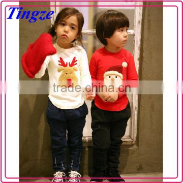 Hot sale baby girl cotton t-shirt, long sleeve children christmas printed kids t shirt clothes 2015