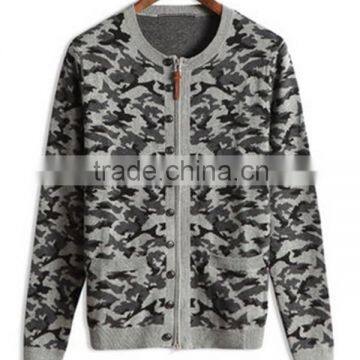 2015 latest design wholesale camo urflage cardigan sweater for mens