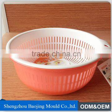 Double layers round plastic washing draining basket fruit vegetables basket