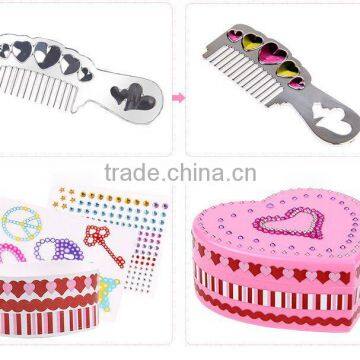 Lovely DIY girls painting jewelry box set drawing colorful pearl hair band, comb, handing string