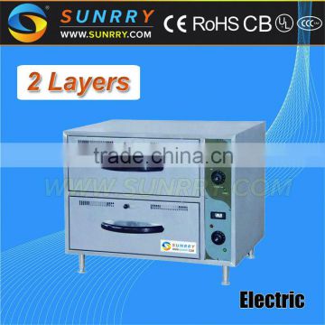 Electric stainless steel food warmer cabinet with two layers restaurant food warmer (SUNRRY SY-WDD2)